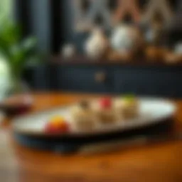 Elegant presentation of desserts on a stylish plate