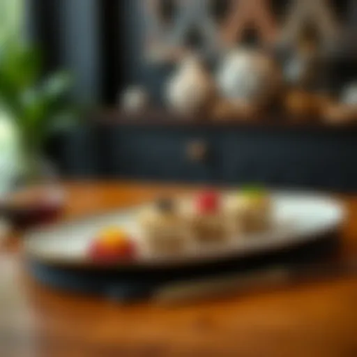 Elegant presentation of desserts on a stylish plate