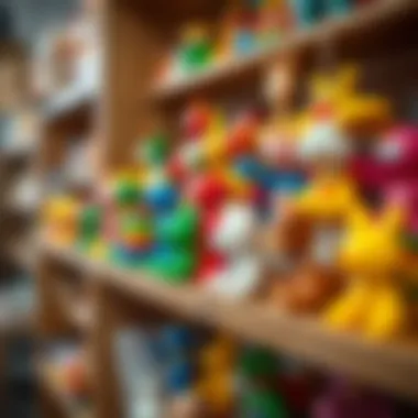 Colorful Toys on a Wooden Rack Aesthetic arrangement of colorful toys on a wooden rack