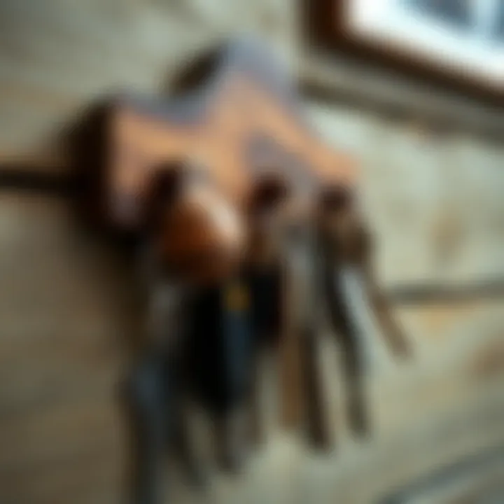 Rustic key storage solution with wooden elements