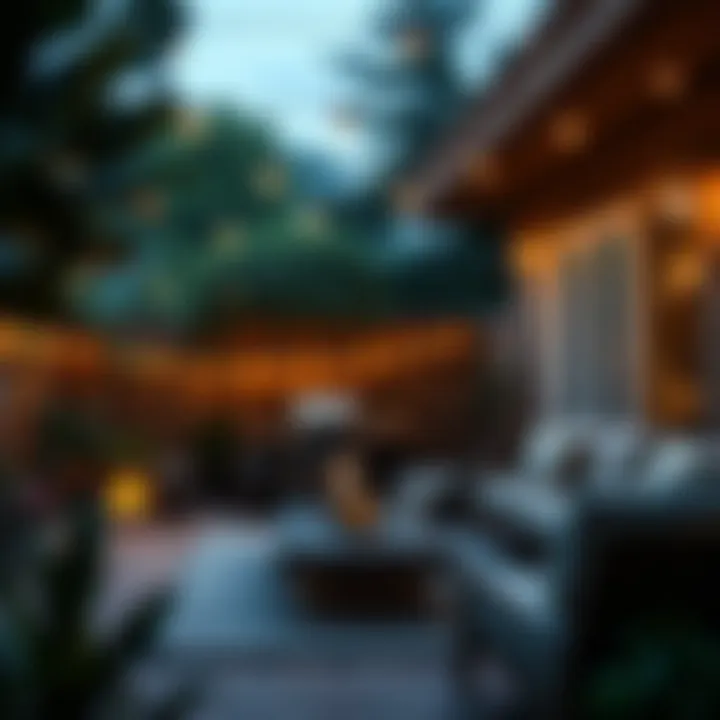 Cozy backyard space enhanced by decorative lighting