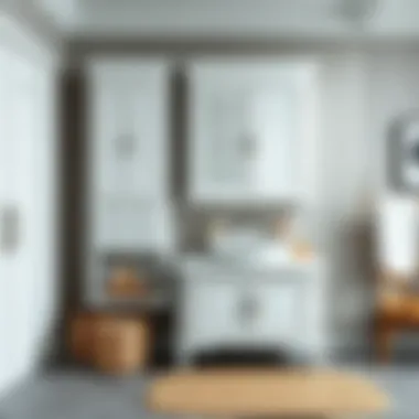 Elegant white bathroom cabinet with decorative features