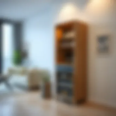 Compact bar cabinet with multi-functional features for small spaces.