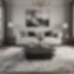 Elegant white and gray rug enhancing a modern living room