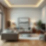 Elegant living room featuring white brick wallpaper