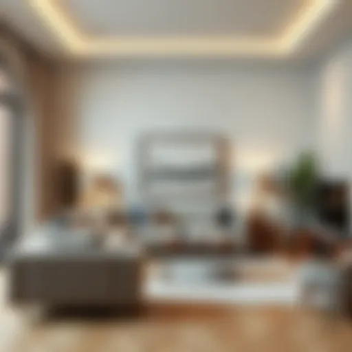 Elegant living room featuring white brick wallpaper