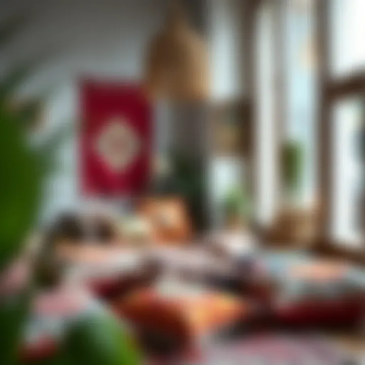 Bohemian Floor Cushion Design A bohemian style room featuring vibrant decorative floor cushions.