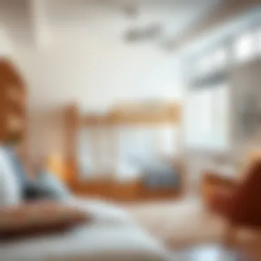 Modern Bunk Beds in Cozy Interiors Stylish modern bunk bed in a cozy room setting