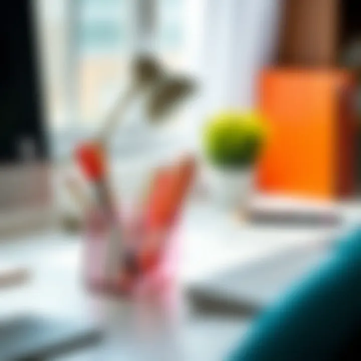 Colorful acrylic desk organizer enhancing workspace aesthetics