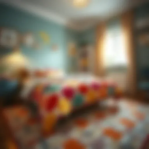 Colorful bedspread in a child's bedroom