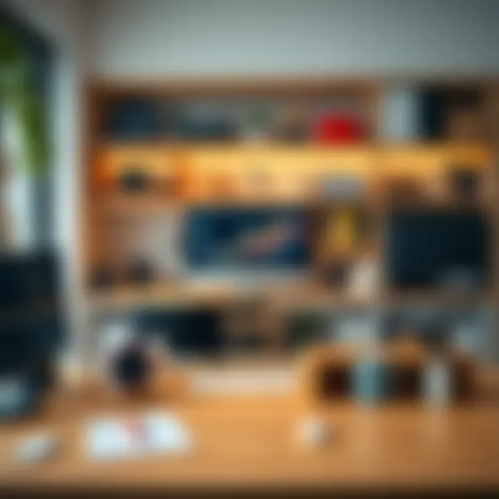 Well-organized computer desk showcasing productivity tools