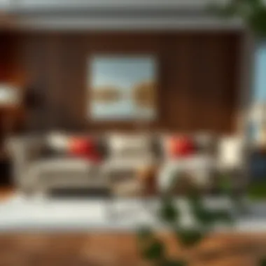 Stylish Wide Sofa with Decorative Touches Stylish wide sofa complemented by decorative cushions