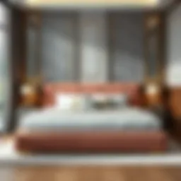 Elegant double bed with stylish bedding