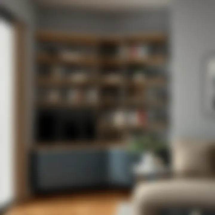 Stylish corner bookshelf enhancing interior aesthetics