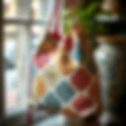Charming handmade fabric bag showcasing intricate patterns