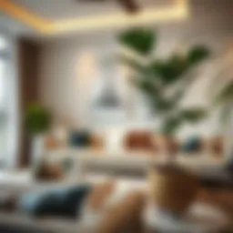 Elegant artificial potted plant in a modern living room setting