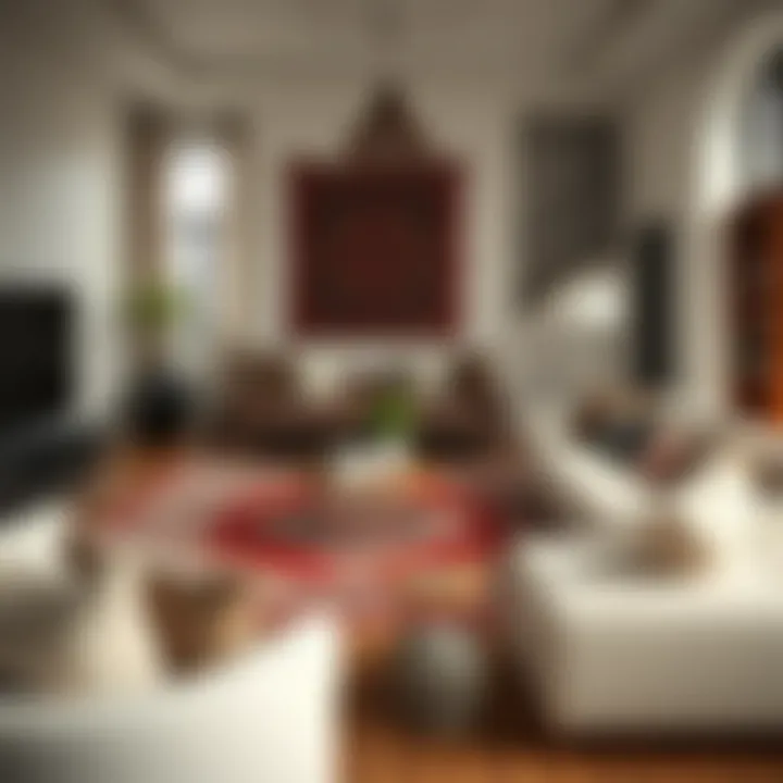 Kilim as a Central Decor Element An elegant living room featuring a kilim as a central decor element