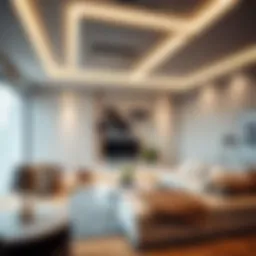 Elegant recessed LED lighting in a contemporary living room