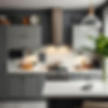 Creative gray and white kitchen accents with decorative elements enhancing the overall design