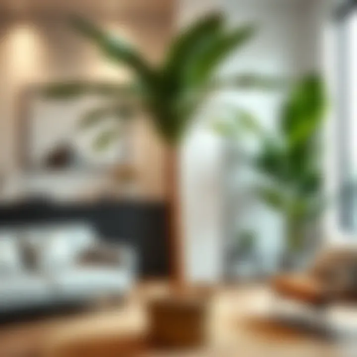 Interior design showcasing the versatility of a faux banana tree