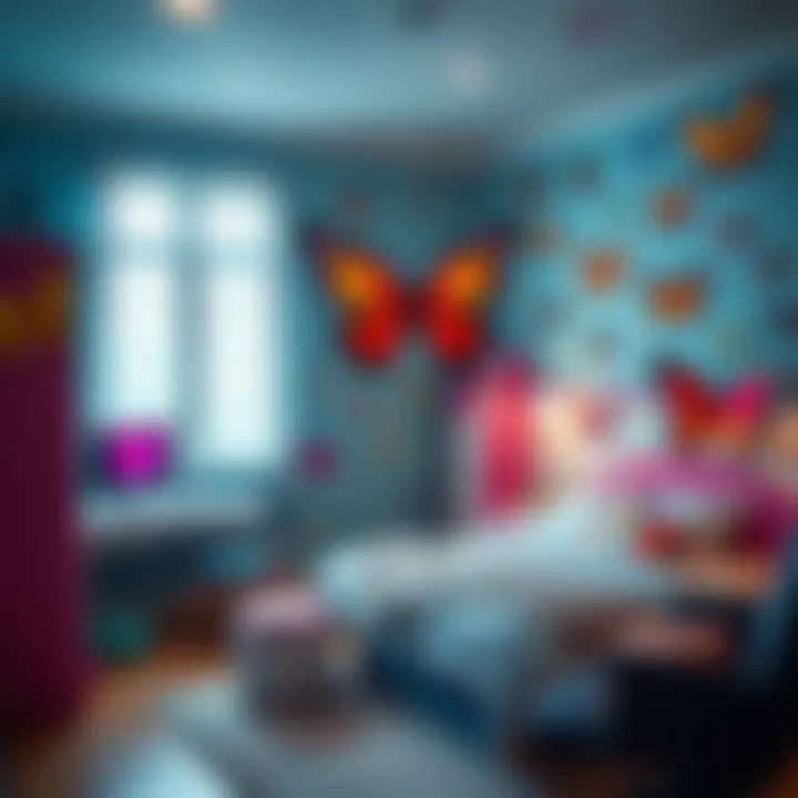 Vibrant Butterfly-Inspired Youth Room Design Colorful butterfly-themed bedroom for teens