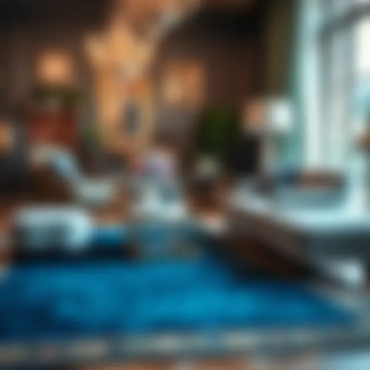 Classic Decor Enhanced by Dark Blue Rug Luxurious dark blue rug complementing a classic decor