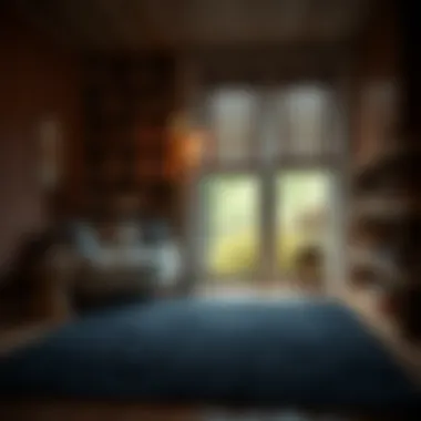 Warm Reading Nook with Dark Blue Rug Cozy reading nook with a dark blue rug adding warmth