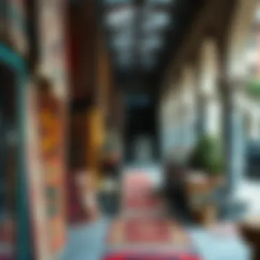 Marketplace for Kilim Selections A marketplace scene displaying various kilims available for sale