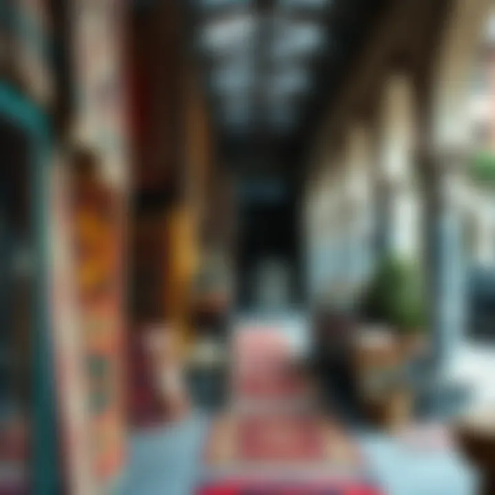 Marketplace for Kilim Selections A marketplace scene displaying various kilims available for sale