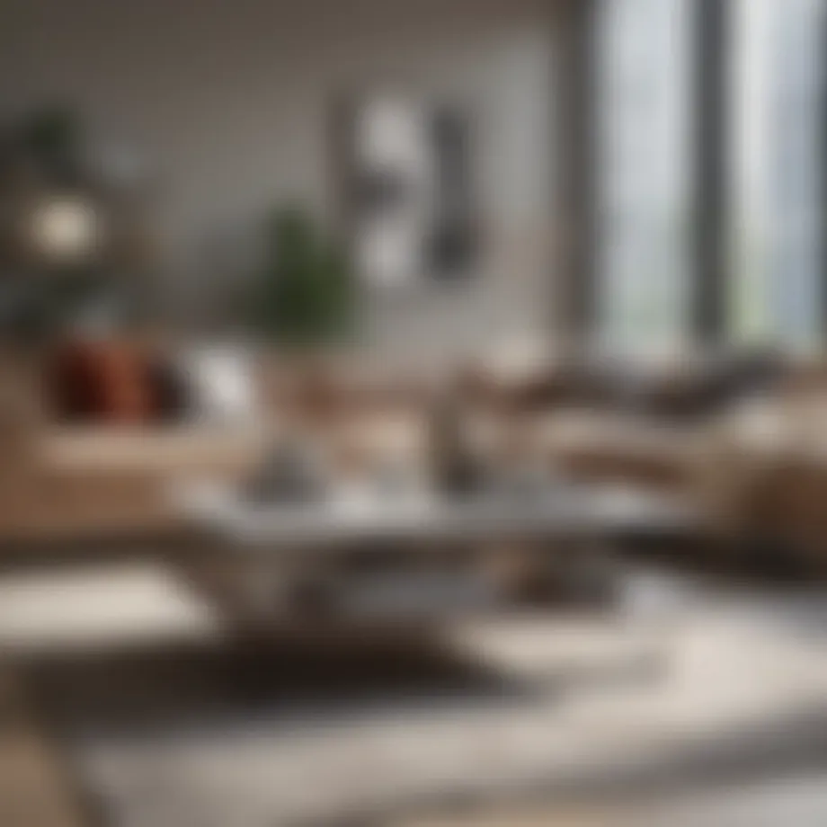 Stylish metal-legged coffee table in a modern living room