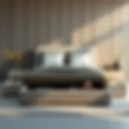 Elegant design of a modern double bed with storage drawers