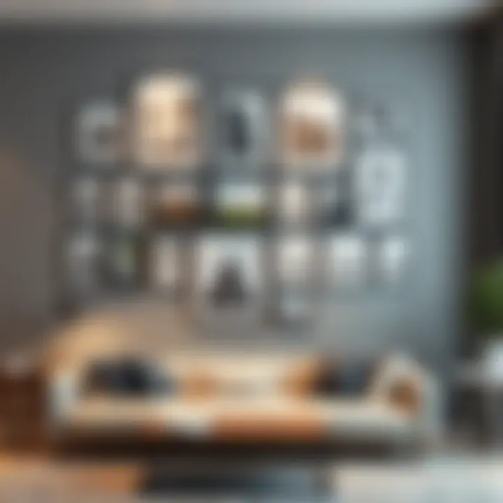 Stylish multi-photo frame arrangement on a modern wall