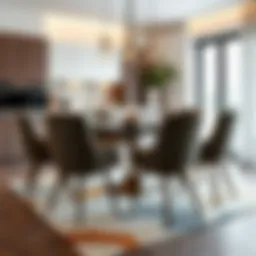 Elegant kitchen chairs around a modern dining table