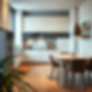 Minimalist Kitchen Setup Minimalist kitchen setup with sleek chairs