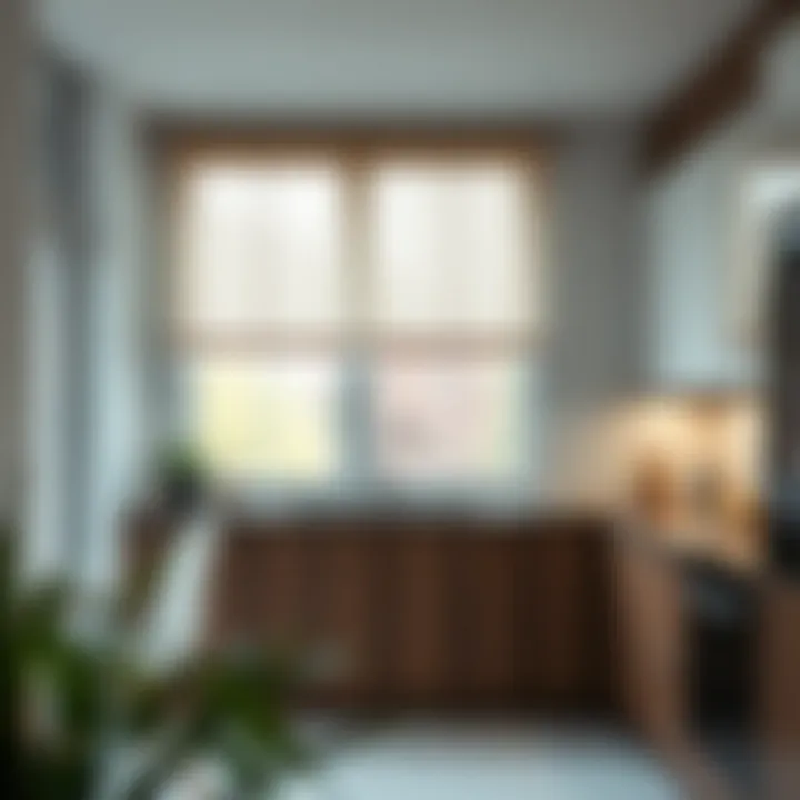 Stylish Roller Curtains in a Contemporary Kitchen Elegant kitchen roller curtains in a modern setting