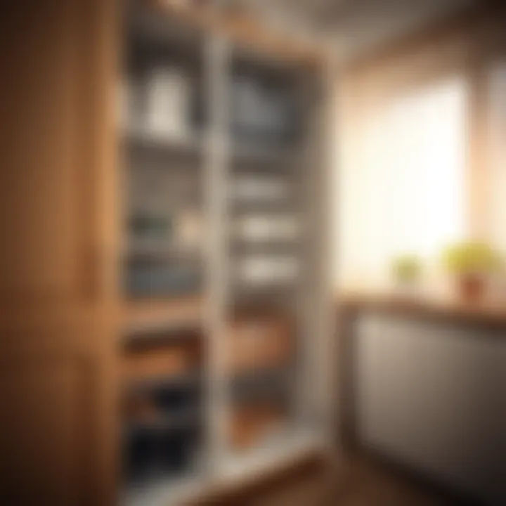 Efficient Cabinet Organization with Non-Slip Liners Organized cupboard featuring non-slip liners