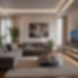 Vibrant RGB LED strip lighting in a modern living room setting