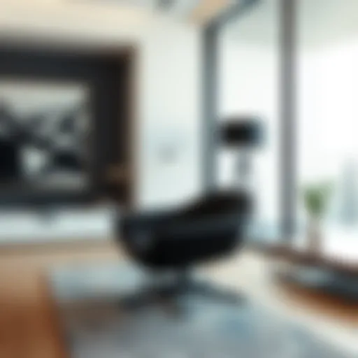 Sleek black hazeran chair in modern living room setting