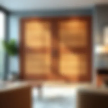 Elegant sliding wardrobe featuring warm wood finishes