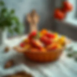 Versatile small baking dish showcasing an array of colorful vegetables