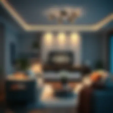 Cozy Living Room with Spot Lamps Spot lamps enhancing a cozy living room