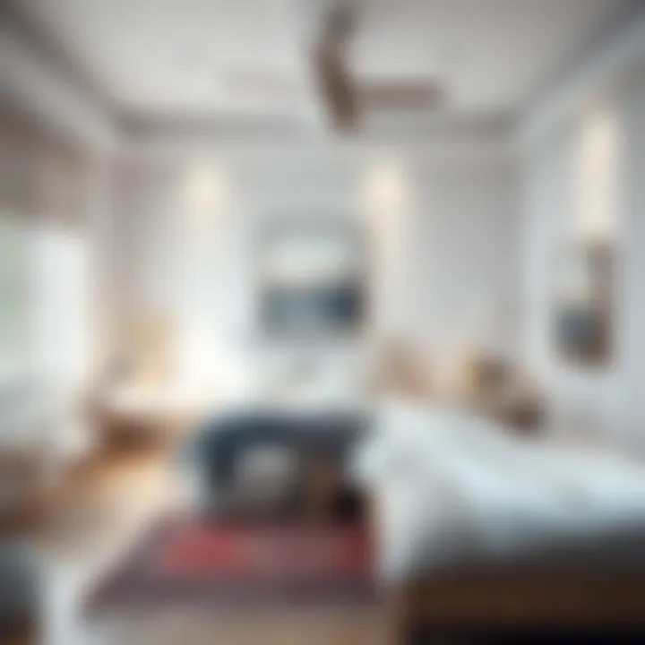 Stylish decor elements in a white wooden bedroom