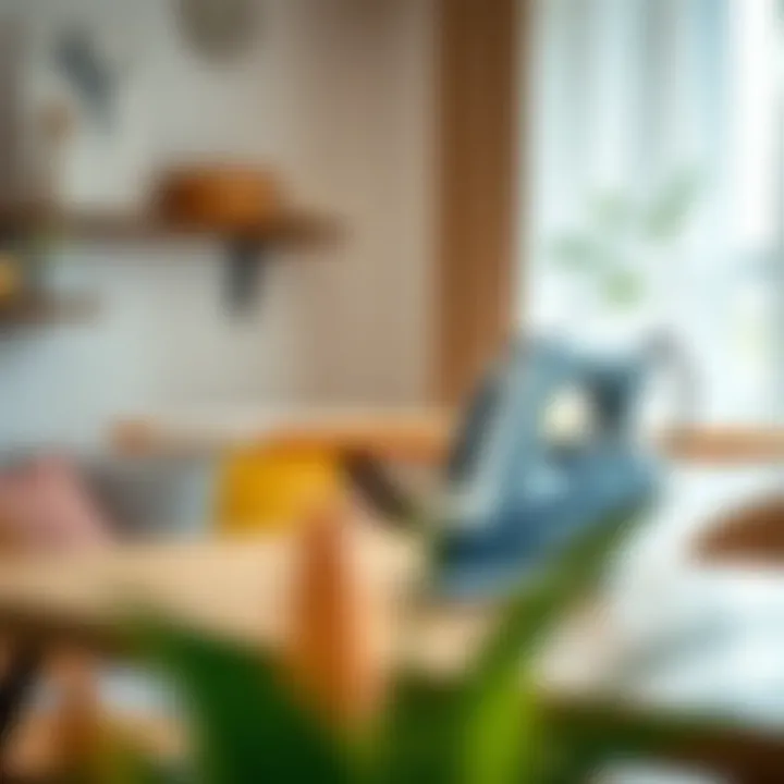 Stylish home setting featuring a beautifully designed ironing board cover