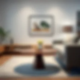 Stylish single-legged table in a modern living room setting