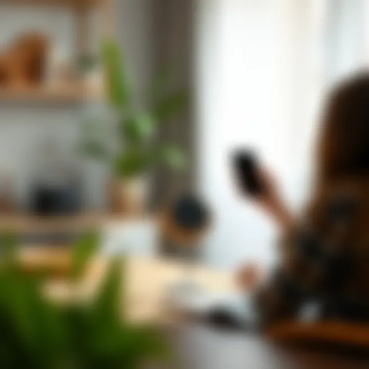 Enhancing User Experience with Functional Round Phone Holder User interacting with a round phone holder in daily life