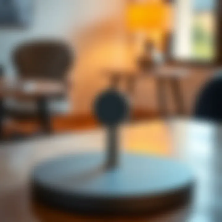 Detailed Look at Innovative Design of Round Phone Holder Close-up view of a sleek round phone holder showcasing its design