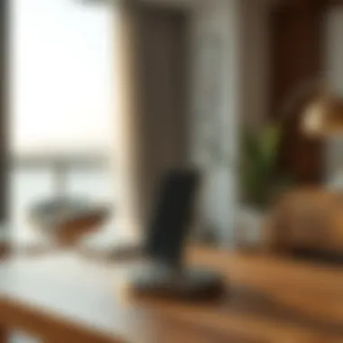 Round Phone Holder Complementing Modern Home Interior Round phone holder integrated into contemporary home decor