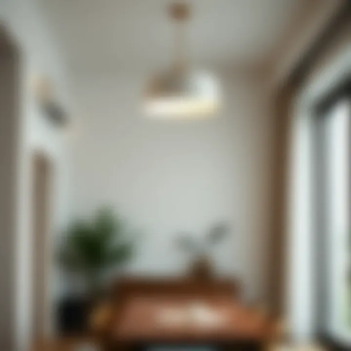 Artistic Interpretation in Minimalist Setting Artistic interpretation of a ceiling lamp in a minimalist setting