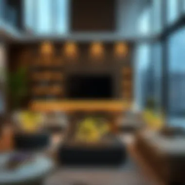 Modern Living Room Featuring Transparent Flower Boxes Modern living room adorned with transparent flower boxes