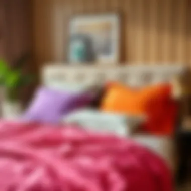 Vibrant colored sheets displayed on a modern bed setting